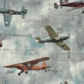 Aero Show retrotyylinen lentokonetapetti suurempi kuvio Rebel Wallsilta R15211