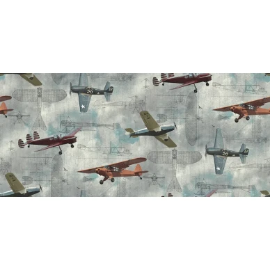 Aero Show retrotyylinen lentokonetapetti suurempi kuvio Rebel Wallsilta R15211 image
