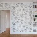 Animal Party mustavalkoinen elaintapetti tyohuoneeseen Rebel Wallsilta R15271
