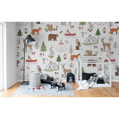 Camping Trip varikas elaintapetti lasten muraltapetti Rebel Wallsilta R15311 image