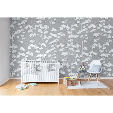 Animal Tree harmaa puutapetti lastenhuoneeseen Rebel Wallsilta R15332 image