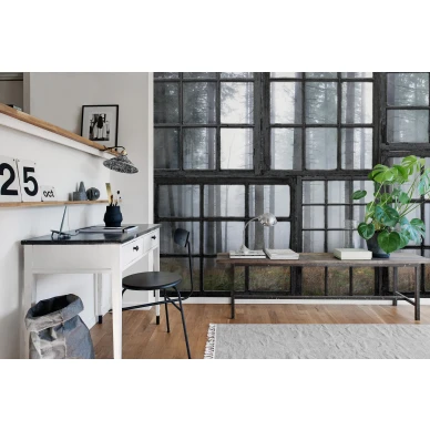 Cabin ikkunatapetti metsanakymalla kotitoimistoon Rebel Wallsilta R15341 image