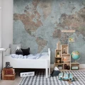 Around the World maailmankarttatapetti lastenhuoneeseen Rebel Wallsilta R15351