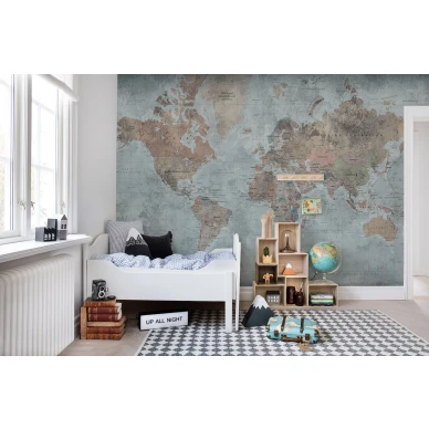 Around the World maailmankarttatapetti lastenhuoneeseen Rebel Wallsilta R15351 image
