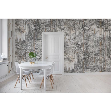 Bali Boards vaalea puupaneelitapetti ruokailuhuoneeseen Rebel Wallsilta R14701 image