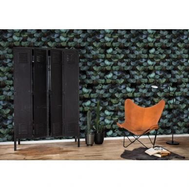 Peacock Plumage tiheakuvioinen turkoosi sulkatapetti Rebel Wallsilta R15091 image