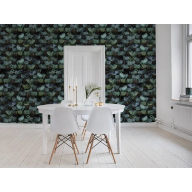 Peacock Plumage turkoosi hoyhentapetti ruokailuhuoneeseen Rebel Wallsilta R15091 image