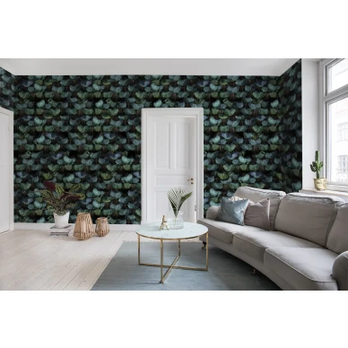 Peacock Plumage turkoosi sulkatapetti olohuoneeseen Rebel Wallsilta R15091 image