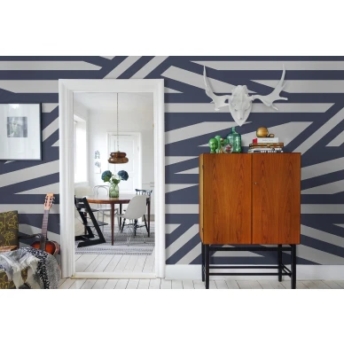 Sailors Sea sininen raidallinen muraltapetti olohuoneeseen Rebel Wallsilta R15141 image