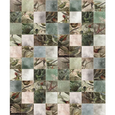 Birds of Paradise ruudullinen lintutapetti koko kuvio Rebel Wallsilta R15071 image