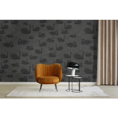Cygne Noir musta lintutapetti olohuoneeseen Rebel Wallsilta R17121 image