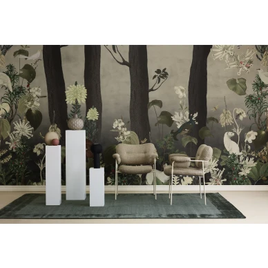 Rabbit Hole vaalea maaginen metsatapetti muraltapetti Rebel Wallsilta R17132 image