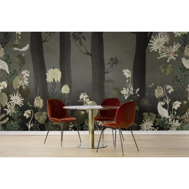 Rabbits Hole tumma metsatapetti elaintapetti ruokailuhuoneeseen Rebel Wallsilta R17131 image