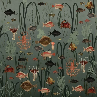 Aquatic Life sininen kalatapetti Rebel Wallsilta R17141 image