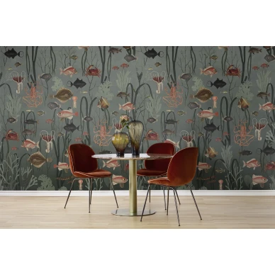 Aquatic Life sininen kalatapetti olohuoneeseen Rebel Wallsilta R17141 image