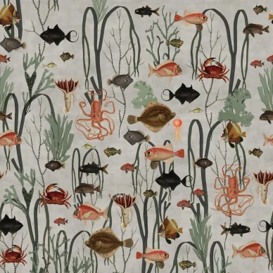 Aquatic harmaa merielamatapetti Rebel Wallsilta R17144 image