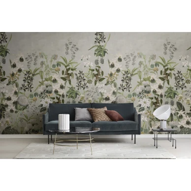 Alices Garden beige suurikuvionen kukkatapetti olohuoneeseen Rebel Wallsilta R17162 v2 image