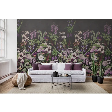Alices Garden dramaattinen varikas kukkatapetti olohuoneeseen Rebel Wallsilta R17163 image