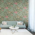 Growing Wilderness vihrea kukkatapetti olohuoneen muraltapetti Rebel Wallsilta R13212