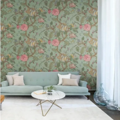 Growing Wilderness vihrea kukkatapetti olohuoneen muraltapetti Rebel Wallsilta R13212 image