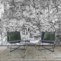 Secret Garden mustavalkoinen puutapetti Rebel Wallsilta R14704