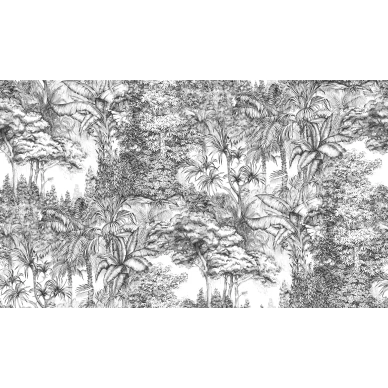 Secret Garden mustavalkoinen viidakkotapetti levea kuvio Rebel Wallsilta R14704 image