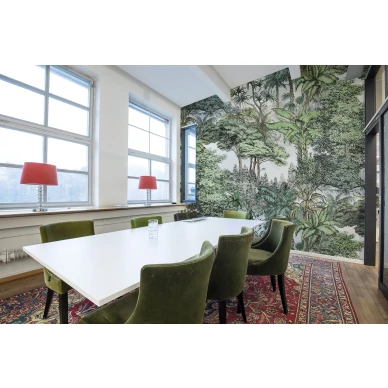 Secret Garden vihrea puutapetti kokoushuoneeseen Rebel Wallsilta R14703 image