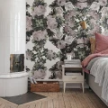 Floral Frida vaaleanroosa kukkatapetti makuuhuoneeseen Rebel Wallsilta R15713