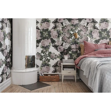 Floral Frida vaaleanroosa kukkatapetti makuuhuoneeseen Rebel Wallsilta R15713 image