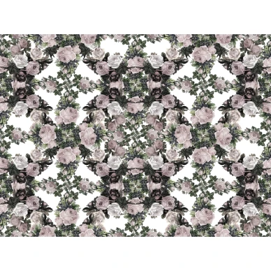 Floral Frida vanhanaikainen roosa ruusutapetti koko kuvio Rebel Wallsilta R15713 image