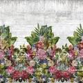 Flower Burst varikas kukkakimppu betoniseinalla muraltapetti Rebel Wallsilta R15762