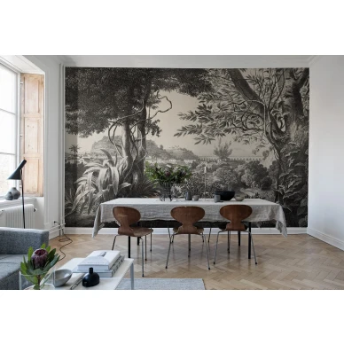 Mirage mustavalkoinen kaupunkitapetti olohuoneeseen Rebel Wallsilta R15811 image