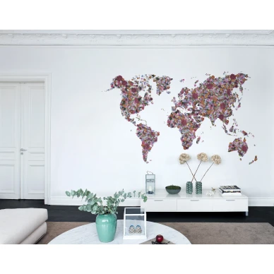 Floral World roosa kukkakuvioinen karttatapetti olohuoneeseen Rebel Wallsilta R15821 image