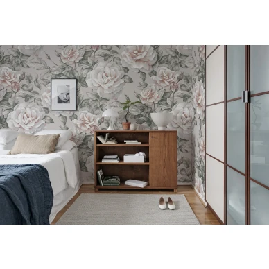 Nude Roses pastellinvarinen suurikuvioinen ruusutapetti makuuhuoneeseen Rebel Wallsilta R15851 image