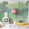 Hideaway vihrea rauhallinen puutapetti lastenhuoneeseen Rebel Wallsilta R16021