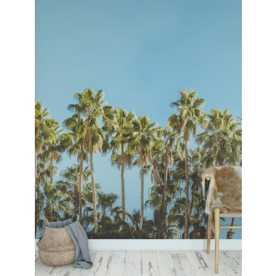 Riviera Daydream sininen vihrea palmutapetti nuortenhuoneeseen Rebel Wallsilta R16051 image