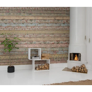 Wall Garden kukkakuvioinen lankkutapetti olohuoneeseen Rebel Wallsilta R13181 image