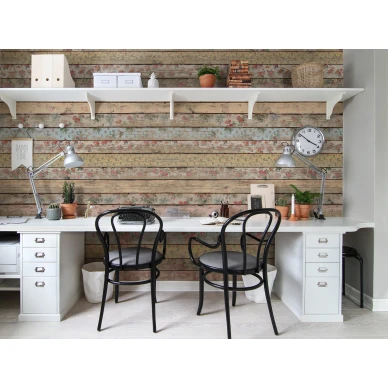 Wall Garden kukkakuvioinen lankkutapetti tuohuoneeseen Rebel Wallsilta R13181 image