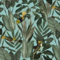 Yellow Bird turkoosi lintutapetti Rebel Wallsilta R15731