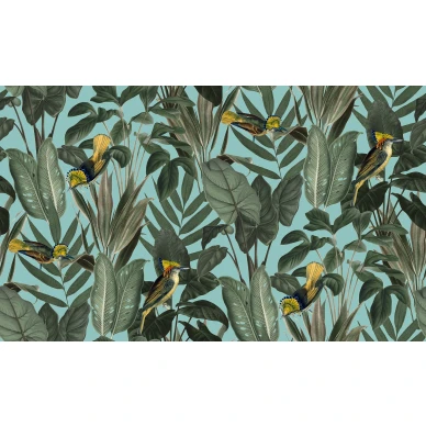 Yellow Bird turkoosi lintutapetti koko kuvio Rebel Wallsilta R15731 image