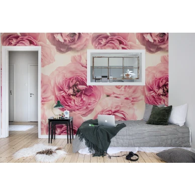 Summer Wind suurikuvioinen roosa kukkatapetti nuortenhuoneeseen Rebel Wallsilta R13091 image