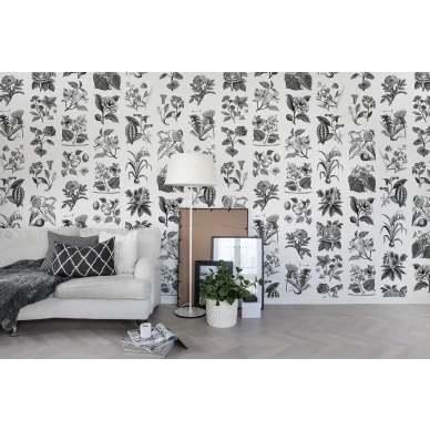 Fruit and Flora klassinen mustavalkoinen kukkatapetti Rebel Wallsilta R13171 image