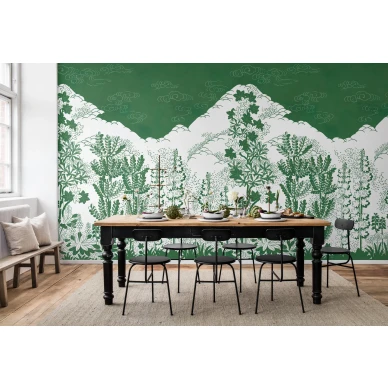 Eden leikkimielinen vihrea vuoritapetti ruokailuhuoneeseen Rebel Wallsilta R15721 image