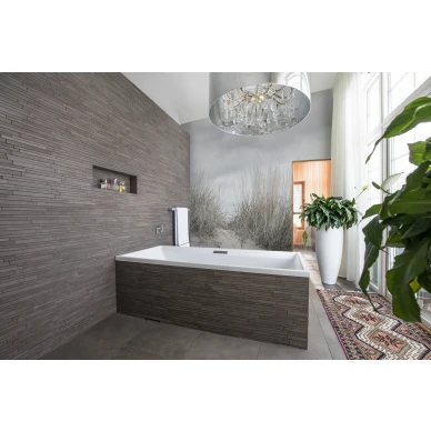 Pale Shore beige pilvinen ranta valokuvatapetti kylpyhuoneeseen Rebel Wallsilta R16341 image