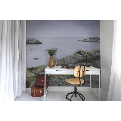 Soft Rocks rauhallinen saariston valokuvatapetti tyohuoneeseen Rebel Wallsilta R16401 image