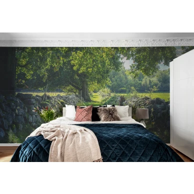 Early Summer vihrea maaseutumaisema valokuvatapetti makuuhuoneeseen Rebel Wallsilta R16651 image