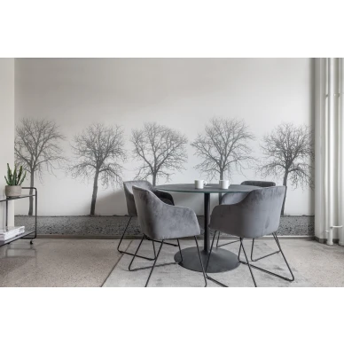 Tree Soldiers mustavalkoinen puutapetti ruokailuhuoneen valokuvatapetti Rebel Wallsilta R12981 image