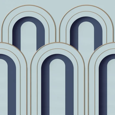 Arch Deco sininen graafinen muraltapetti Rebel Wallsilta R16102 image