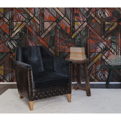 Chicago Club punainen art decotyylinen graafinen muraltapetti Rebel Wallsilta R16131 image