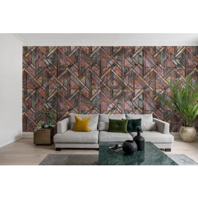 Chicago Club punainen graafinen muraltapetti olohuoneeseen Rebel Wallsilta R16131 image